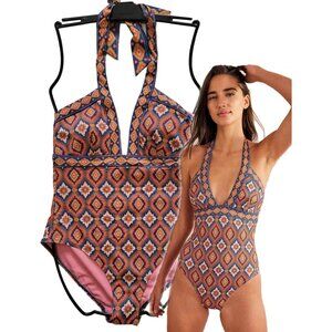 BODEN Womens sz 10 Regular ITHICA HALTER SWIMSUIT TANK Exotic Diamond